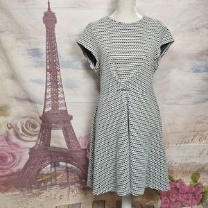 ava Elegant Black and White Patterned Dress